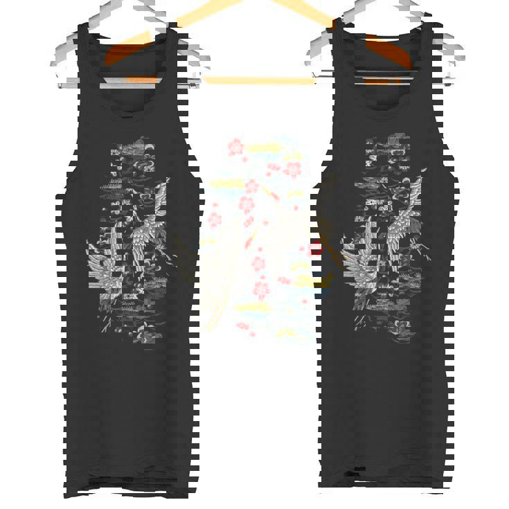 鶴&桜 ヴィンテージ日本刺繍 タンクトップ