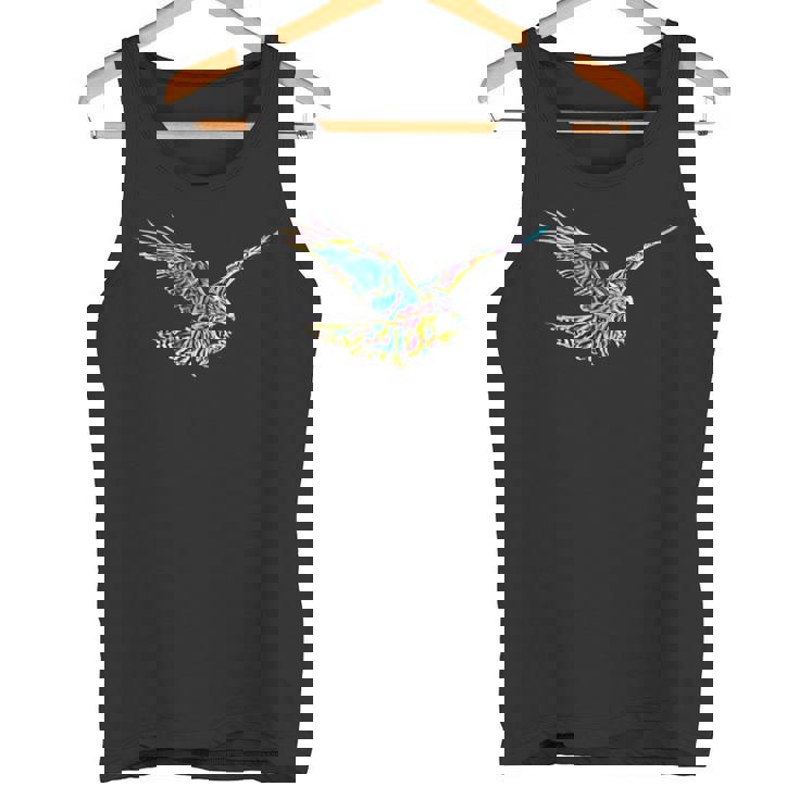 鷹モチーフ 鳥 獲物 くちばし 爪 カラフル 鳥 ハヤブサ タンクトップ