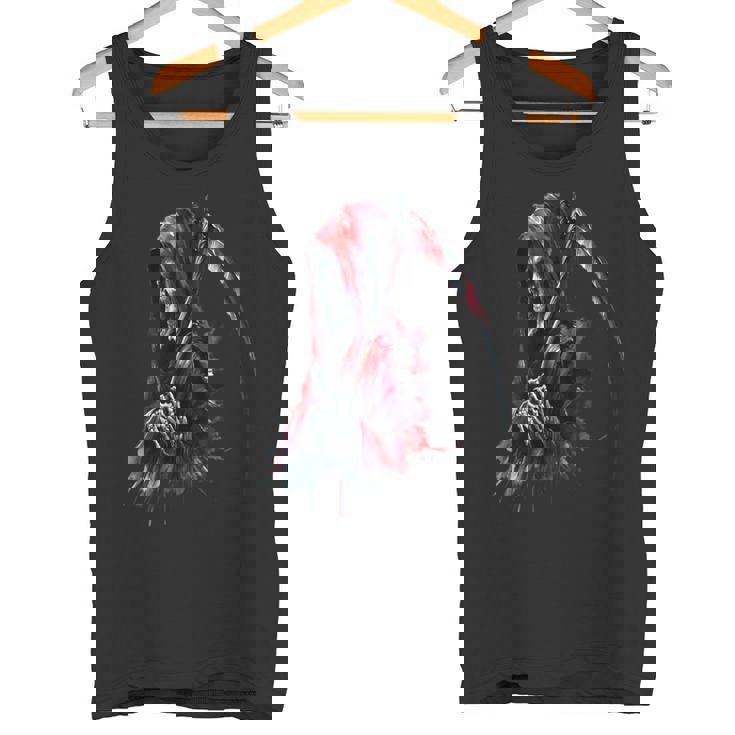 黒と赤のデザインの死神。 タンクトップ