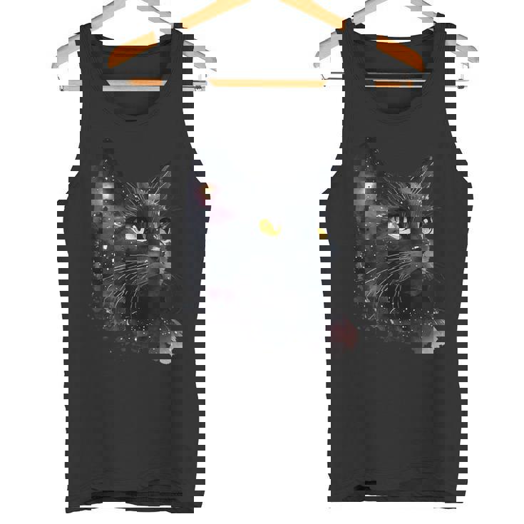 黒猫 黄色い目 猫の顔 子猫愛好家 タンクトップ