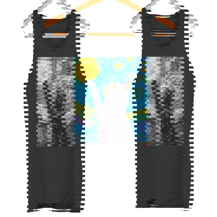 黒猫のヴィンテージアート 猫好き 猫飼い 猫 ネコ ねこくろねこ好き 面白い サプライズ ギフト にゃんこ タンクトップ