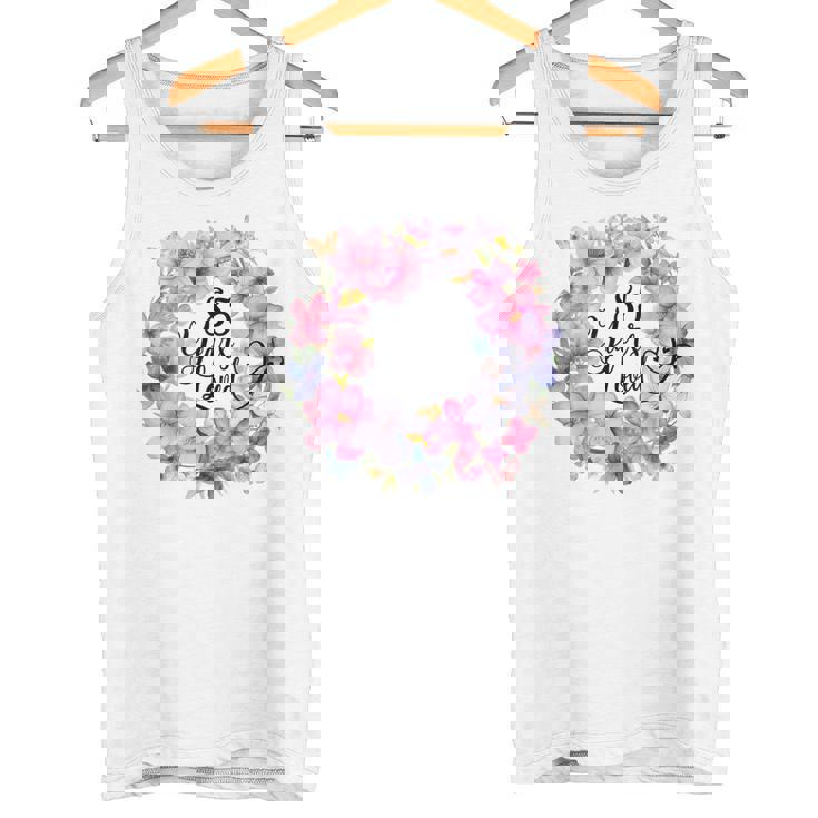 85年間愛されている 85歳の誕生日 花のリースと蝶 タンクトップ