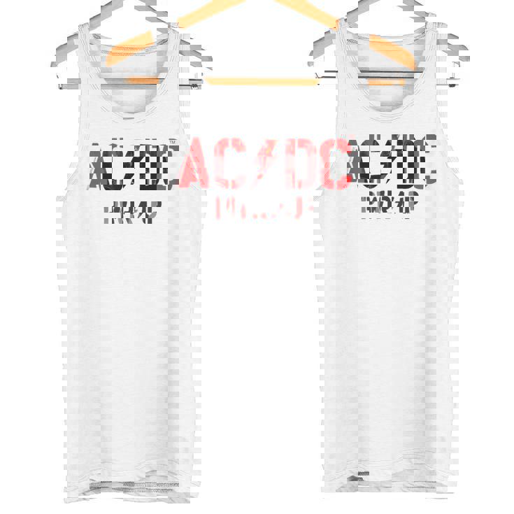 AcDcロックミュージックバンドpwrupフォトロゴ。 タンクトップ