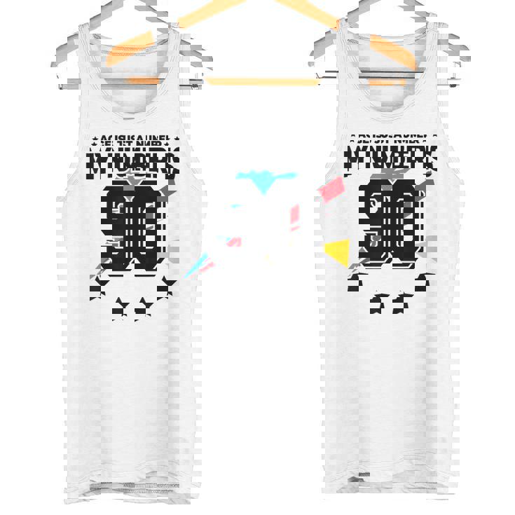 Age Is Just Number スポーツ 90歳 面白い 90歳の誕生日 タンクトップ