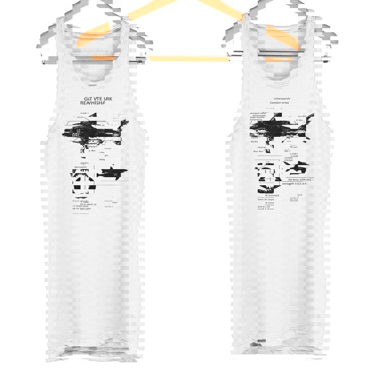 Anatomía Del Gran Tiburón Blanco Camiseta sin mangas