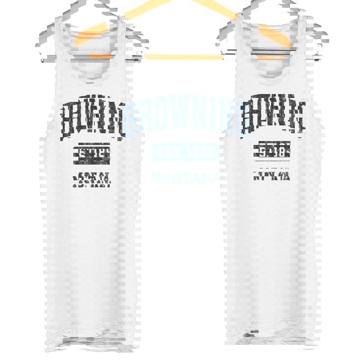 Browning Montana Mt ビンテージ スポーツ 確立 ネイビーデザイン 長袖tシャツ タンクトップ