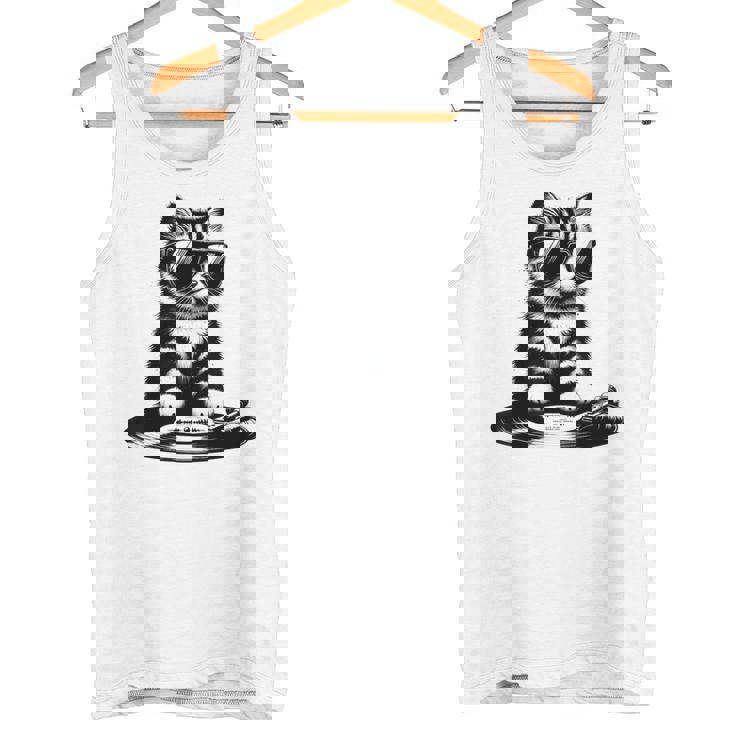 Cool Dj Cat ビニールレコード愛好家 タンクトップ