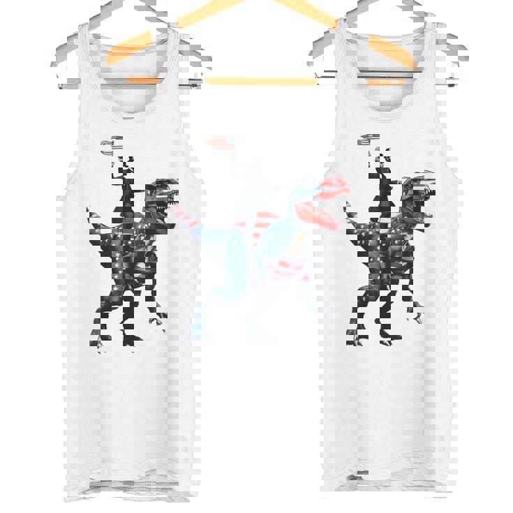 Dino Abraham Lincoln 4Th Of July Boys American Flag タンクトップ