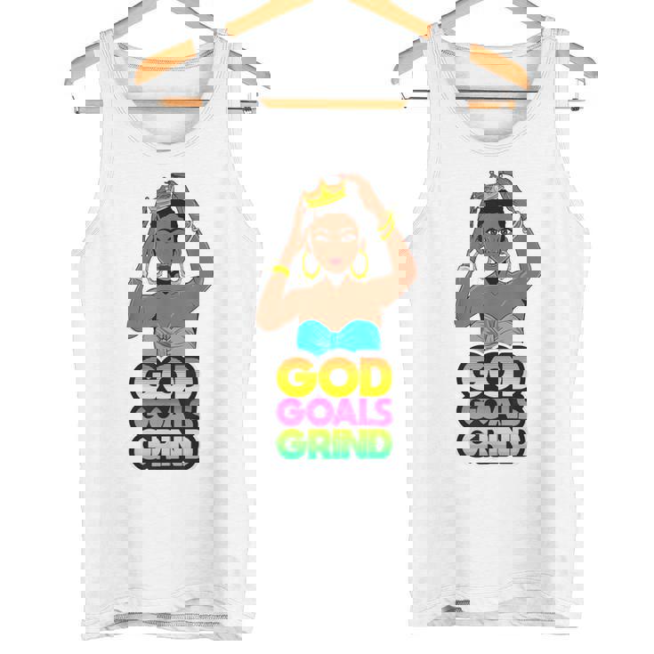 God Goals グラインドメラニン クリスチャン 楽しい ブラック クイーン ガールズ タンクトップ