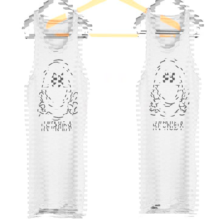 Have A Nice Day 70年代 かわいい ハッピーピース ハンドサイン スマイルフェイス タンクトップ