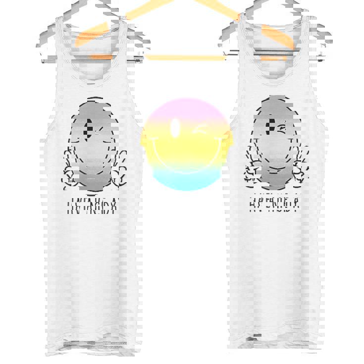 Have A Nice Day Winkingmile Face Peace Wink Happy Face タンクトップ