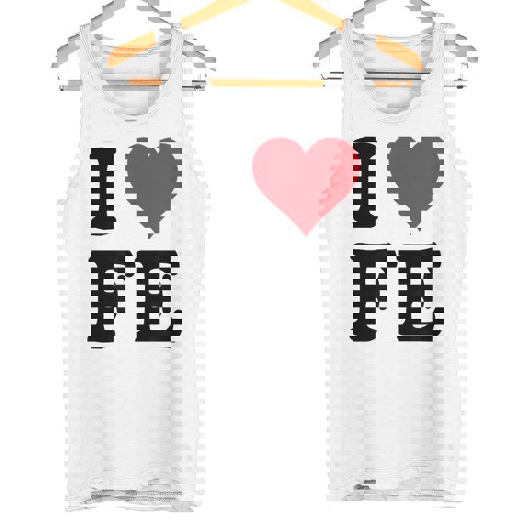 I Heart Fe Initials I Love FE First And Last Name F E タンクトップ