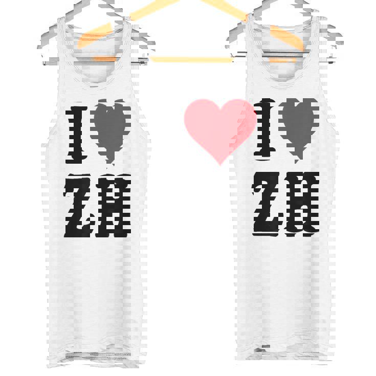 I Heart Zh Initials I Love ZH First And Last Name Z H タンクトップ