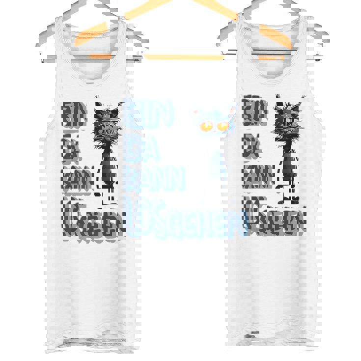 Katze Bin Da 'T Losgehen ファニーステートメントキャット タンクトップ