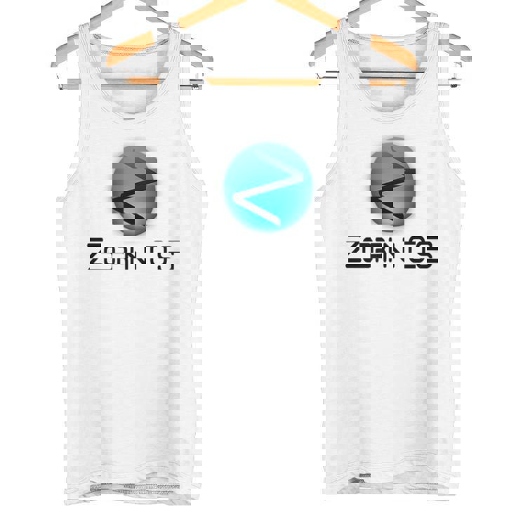 Linux Zorin Os タグラインとロゴ入り オープンソースos タンクトップ