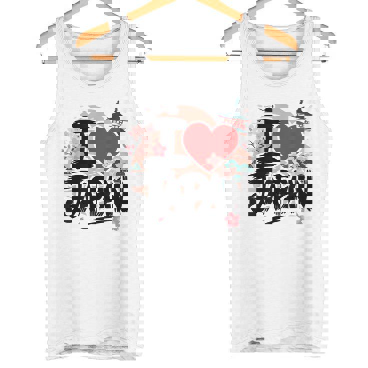 I Love Japan 桜 桜 日本の富士山 寺院 タンクトップ