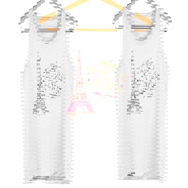 Meet Me In Paris 水彩プリントtシャツ エッフェル塔 タンクトップ