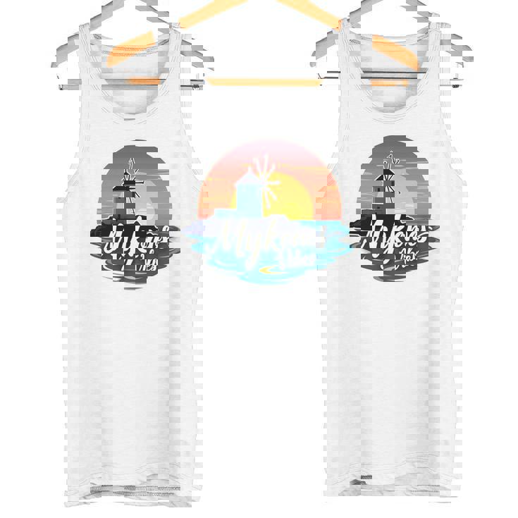 Mykonosibes ヴィンテージ 夕日 ギリシャの島 ギリシャ お土産 長袖tシャツ タンクトップ