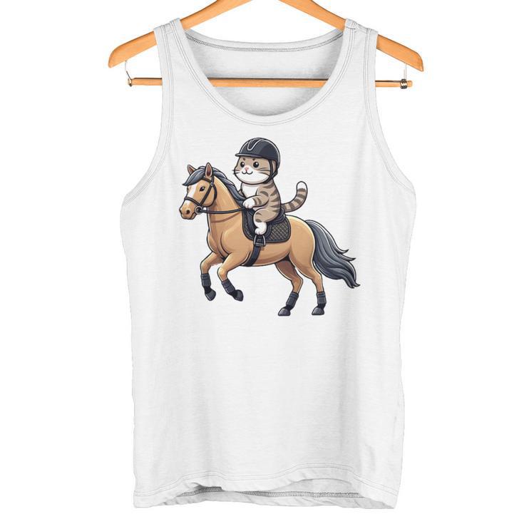 Niños Montar A Caballo Con Un Gato Es Amor Por El Caballo Camiseta sin mangas