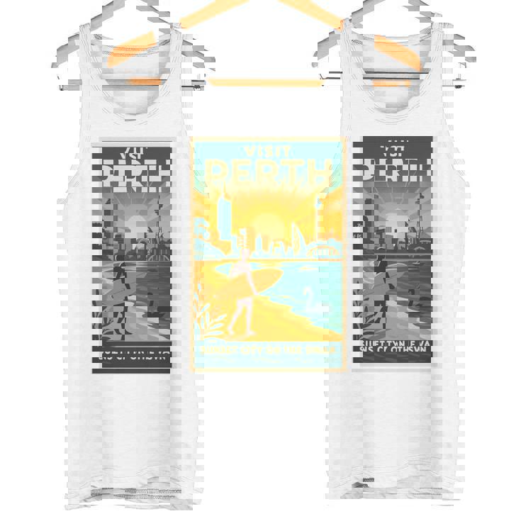 Perth Australia – ビンテージ旅行ポスタースタイル 長袖tシャツ タンクトップ
