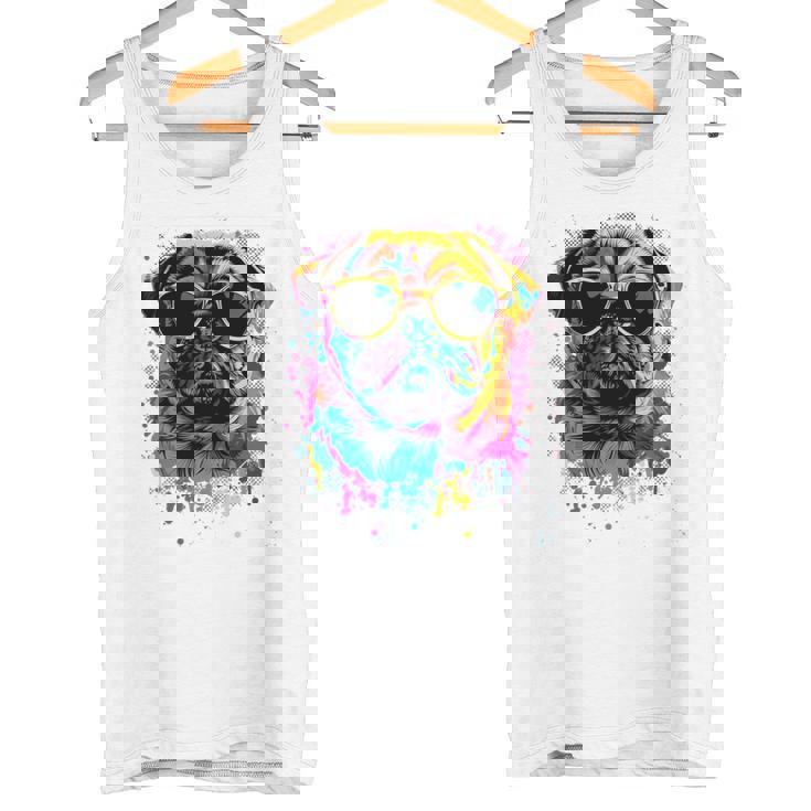 Pug Dog Lovers カラフル ポップアート パグ 長袖tシャツ タンクトップ