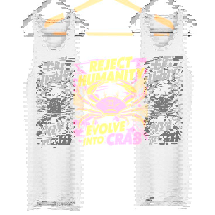 Reject Humanity Evolve To Crab ファニーカニ 長袖tシャツ タンクトップ