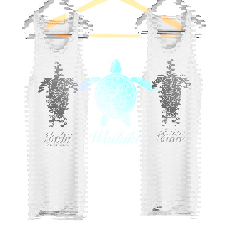 Save The Hawaiiea Turtles ハワイアンブルー トライバルタートルホヌ タンクトップ
