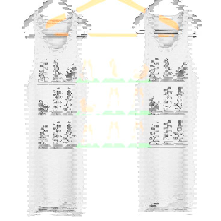 Shetland シープドッグ シェルティ 犬 ヨガ ポーズ ワークアウト エクササイズ タンクトップ