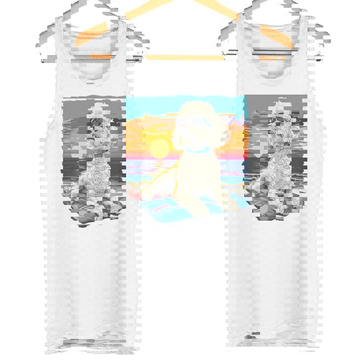 Sunny Day Doggy グラフィックデザイン ビーチレディ 子犬 長袖tシャツ タンクトップ