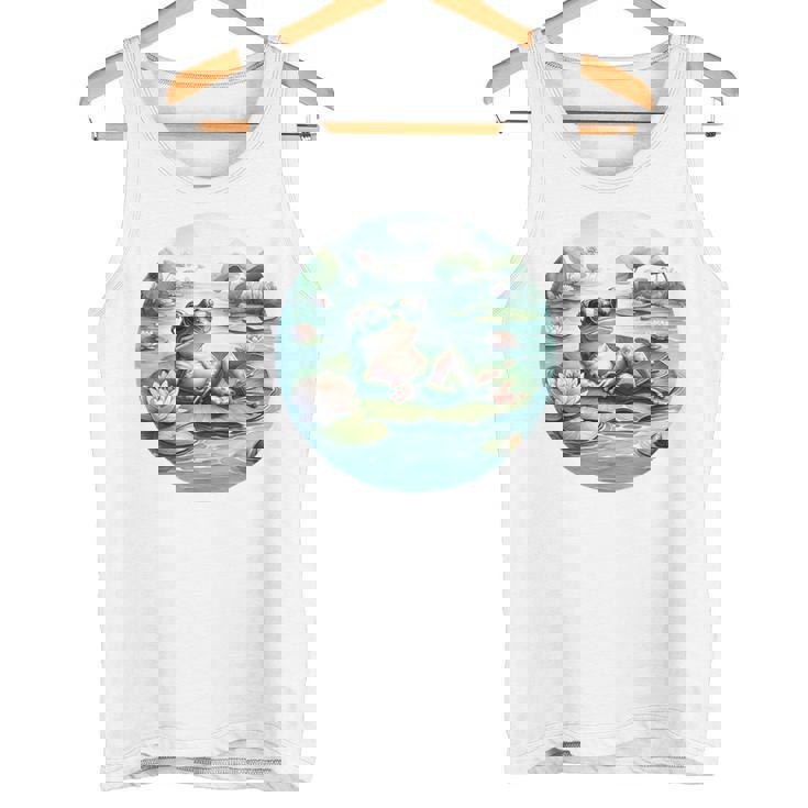 「池でリラックス」 – スイレンの上にサングラスをかけたカエル タンクトップ