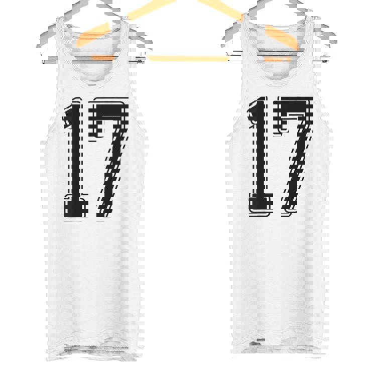 【バックプリント・背中側】17 数字 背番号 ユニフォーム ナンバー【ブラック／黒の文字】スポーツ 野球 サッカー 部活 タンクトップ