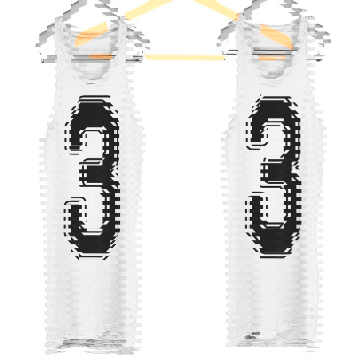 【バックプリント・背中側】3 数字 背番号 ユニフォーム ナンバー【ブラック／黒の文字】スポーツ 野球 サッカー 部活 タンクトップ
