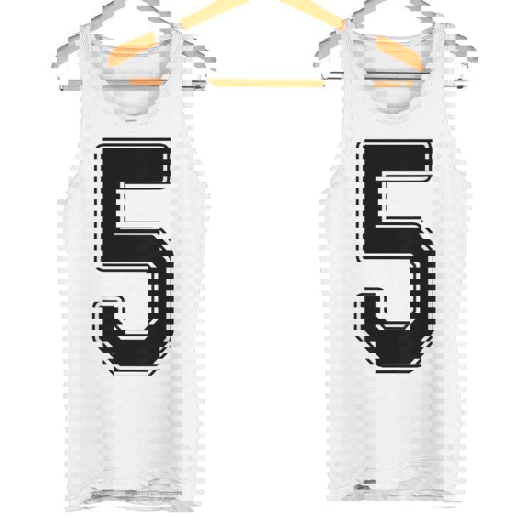 【バックプリント・背中側】5 数字 背番号 ユニフォーム ナンバー【ブラック／黒の文字】スポーツ 野球 サッカー 部活 タンクトップ