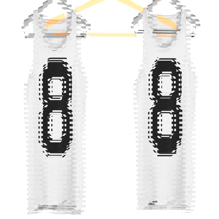 【バックプリント・背中側】8 数字 背番号 ユニフォーム ナンバー【ブラック／黒 の文字】スポーツ 練習着 部活 タンクトップ