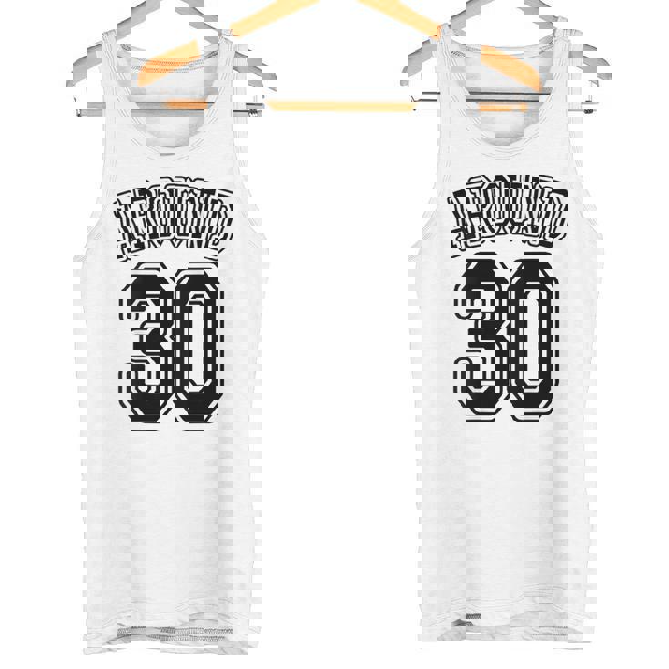 【バックプリント・背中側】Around 30 アラサー（三十歳 30才）ユニフォーム風 30代 誕生日プレゼント 面白 タンクトップ