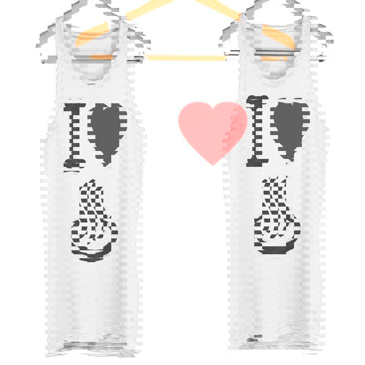 【バックプリント・背中側】アイラブ・温泉 マーク お風呂 銭湯 記号 お土産 旅行 ハート スタッフ 面白い タンクトップ