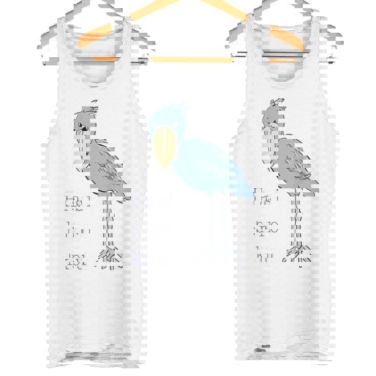 【バックプリント・背中側】ハシビロコウさん 『セルフィー』鳥【どうぶつフレンズ 】動物園 ゆるくて かわいい イラスト タンクトップ