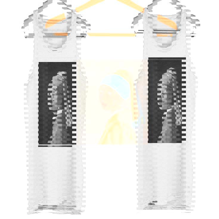 【バックプリント・背中側】真珠の耳飾りの少女／フェルメール【世界の名画】（高精細画像）Vermeer 美術館アート 油絵 タンクトップ