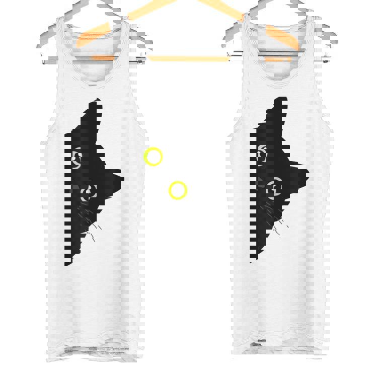 【覗くネコ】黒猫 にゃんこ 猫好き 猫 可愛い ネコ 子猫 ネコ好き 面白い 変な 遊び心 ネタ ウケ狙い おもしろ タンクトップ