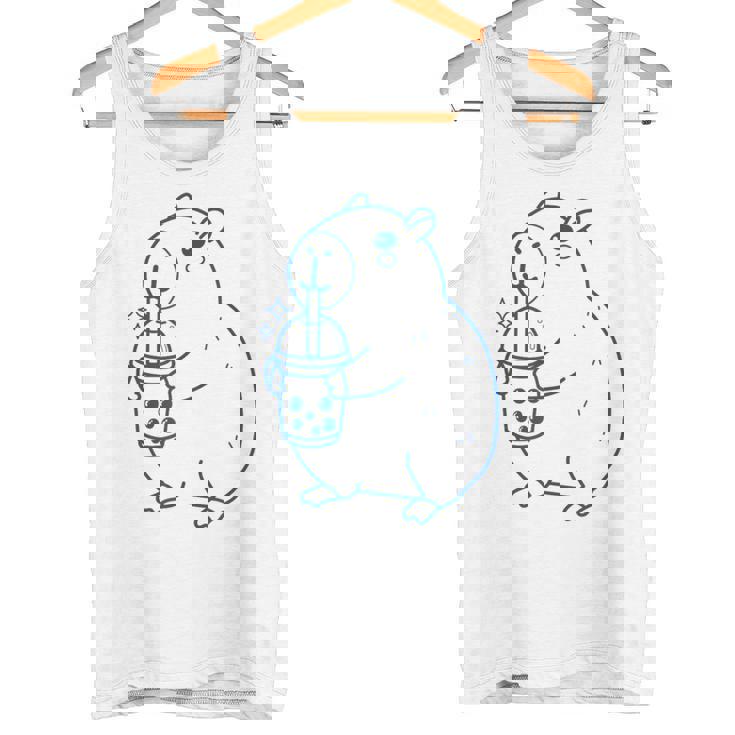 かわいい カピバラ ノベルティ グラフィック ボバティー ミルクセーキ ミルクティー タンクトップ