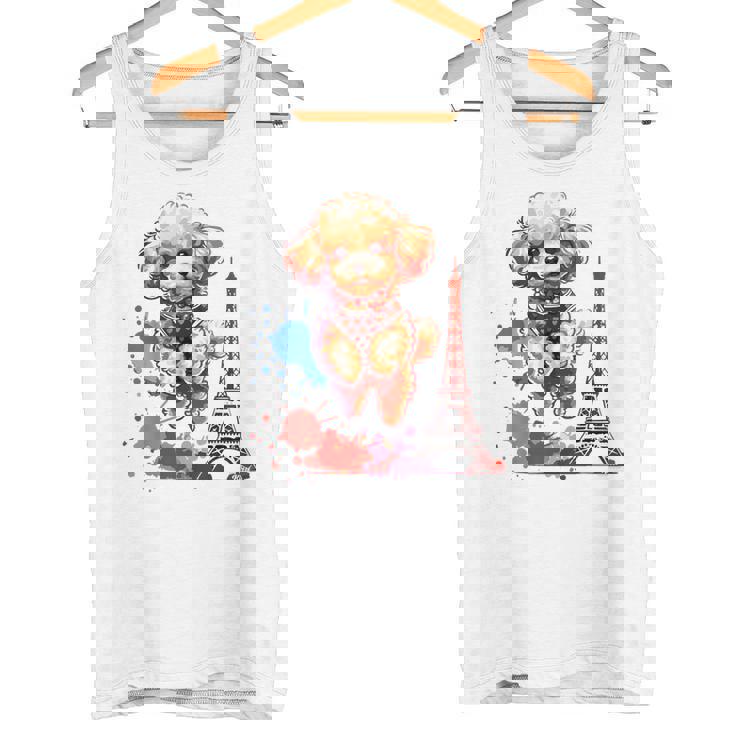 かわいい フランス パリ エッフェル塔 トイプードル パリ ジャンプ 子犬 タンクトップ