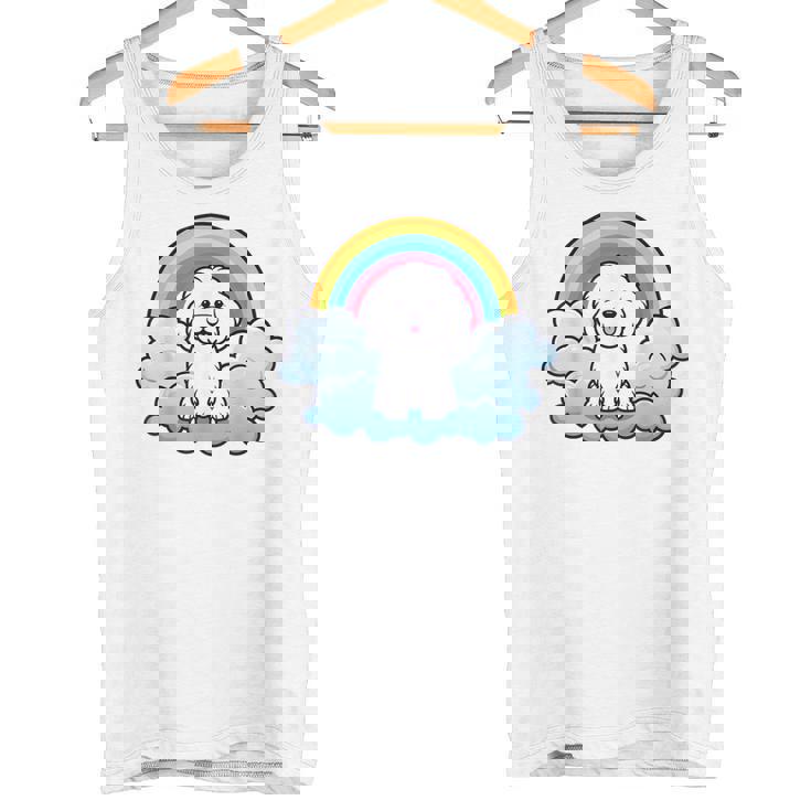 かわいいボロネーゼ犬 レインボークラウド カラフル カワイイ 子犬好き タンクトップ