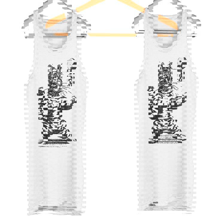 かわいい猫 太極拳 武道 陰陽 タンクトップ