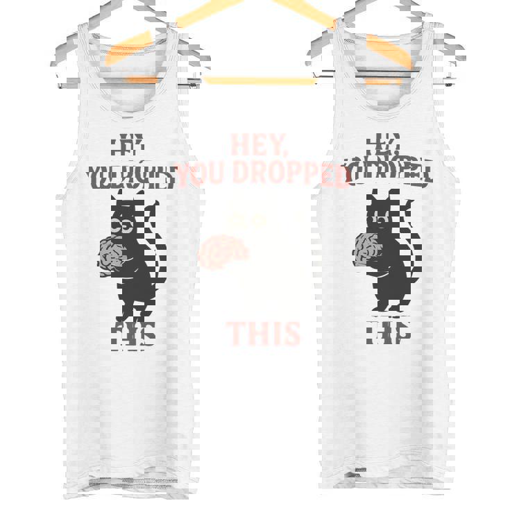 この脳みそのかわいい黒猫のミームを落とした 長袖tシャツ タンクトップ