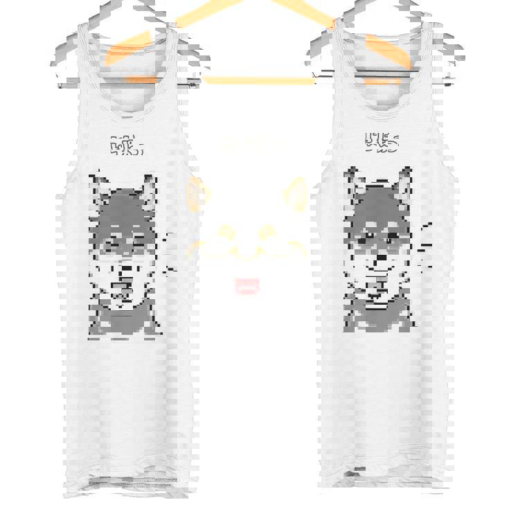 にぱっと笑う黒柴 柴犬のドット絵 タンクトップ