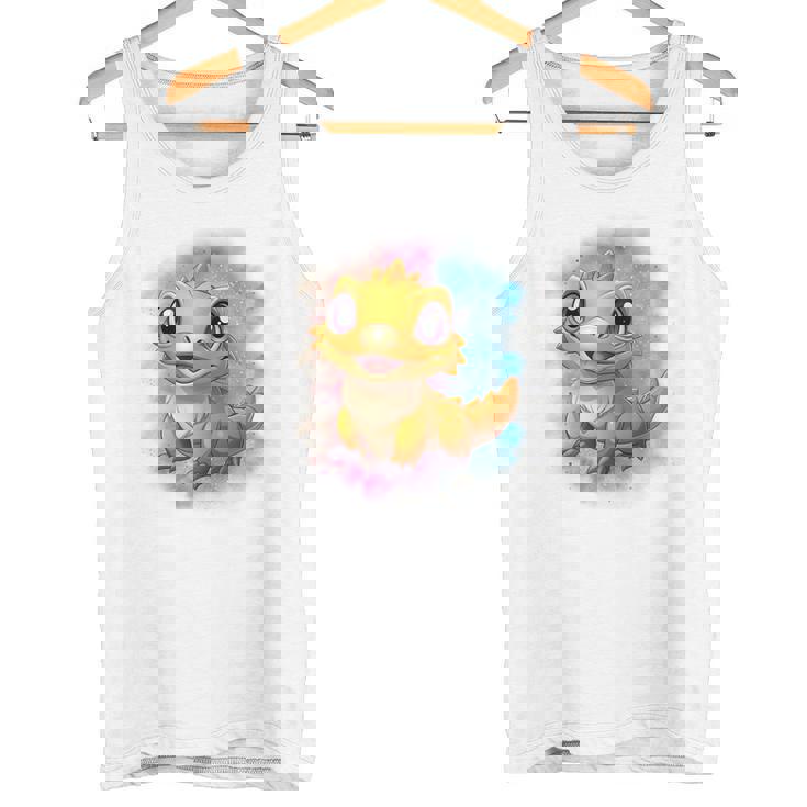 ひげを生やしたドラゴンの白い服のレインボーフラッグ タンクトップ