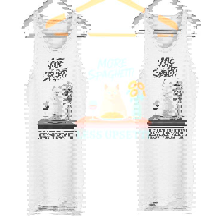 より多くのスパゲッティ、より少ないアップセッティ、イタリア料理 猫愛好家 タンクトップ