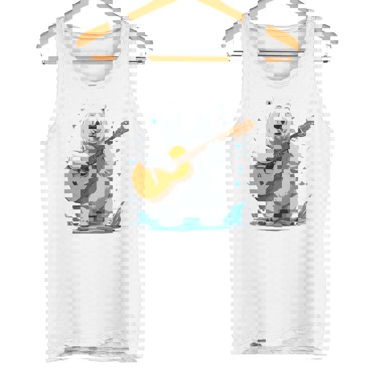 アコースティックギターを弾くクマ、ベアギタリスト 長袖tシャツ タンクトップ