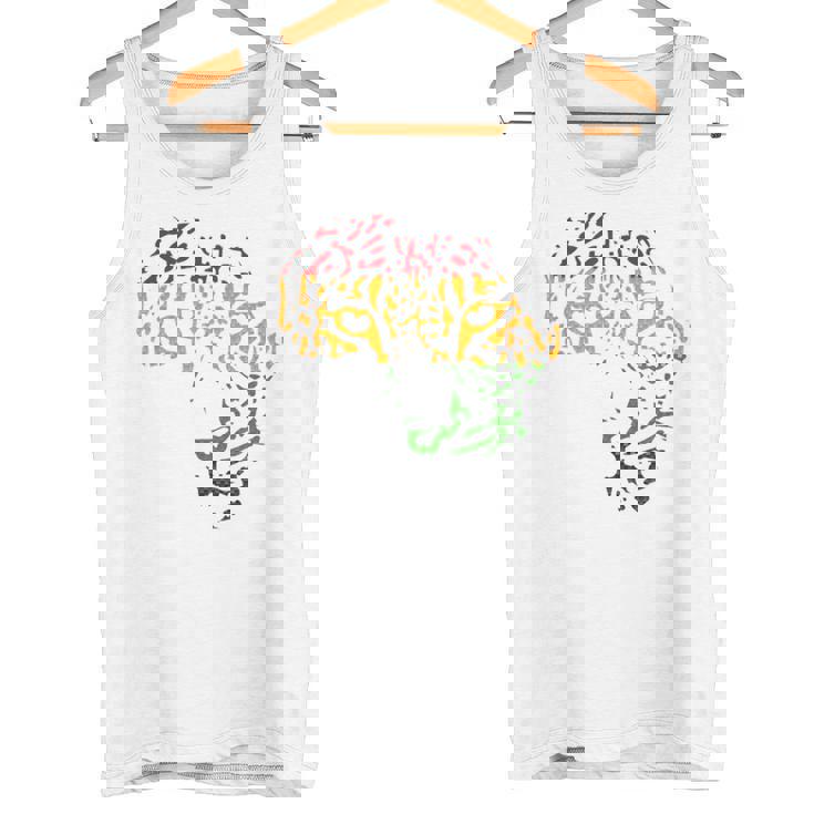 アフリカ地図 ヒョウ柄 アフリカラスタカラー タンクトップ