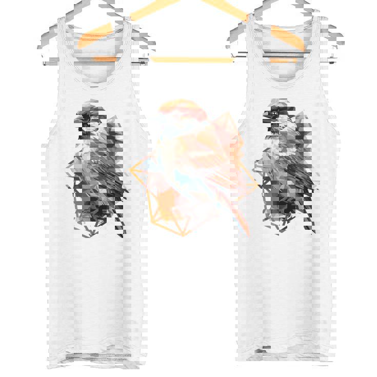 アメリカンツリー スズメ 鳥 幾何学模様 パッテンアート かわいい鳥 ロー タンクトップ